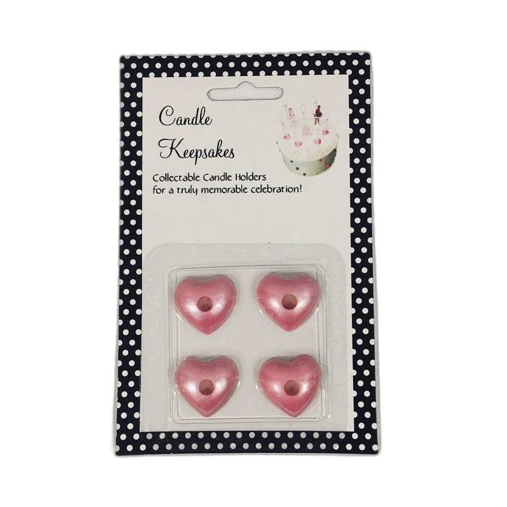 Candle Keepsakes Set of 4 Pink Hearts Collectable Candle Holders Birthday New